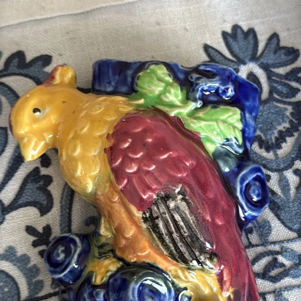Ceramic Parrot Wall vase stamped made in Japan on the back of vase vintage